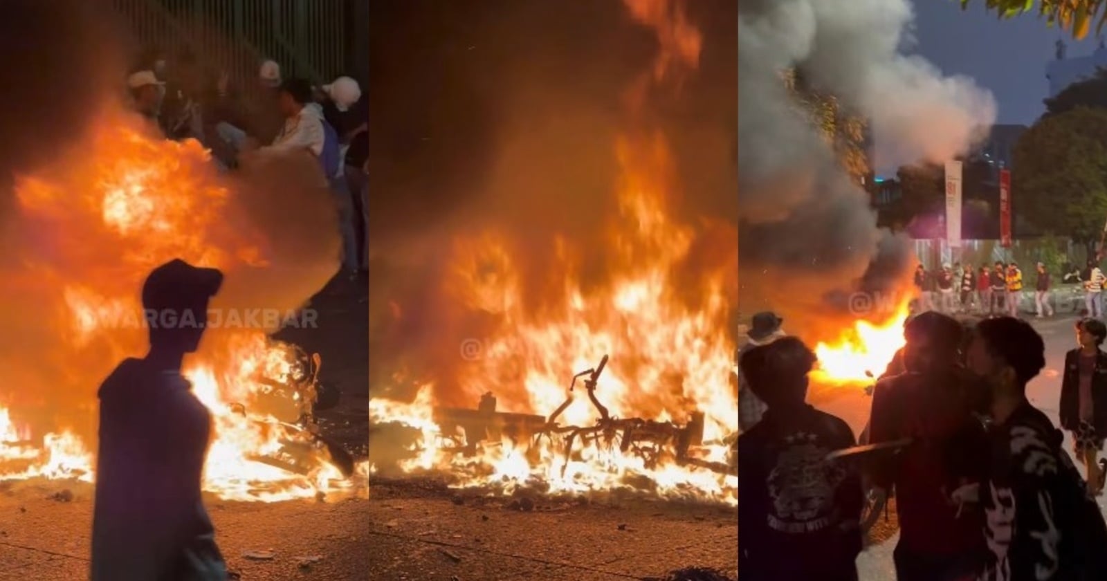 Sepeda Motor Dibakar Dekat Pos Polisi Pejompongan, Bentrok Pecah
