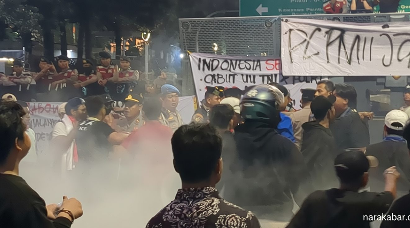 Ketegangan Warnai Demo Mahasiswa di Patung Kuda – Niat Bakar Sampah Picu Gesekan dengan Polisi