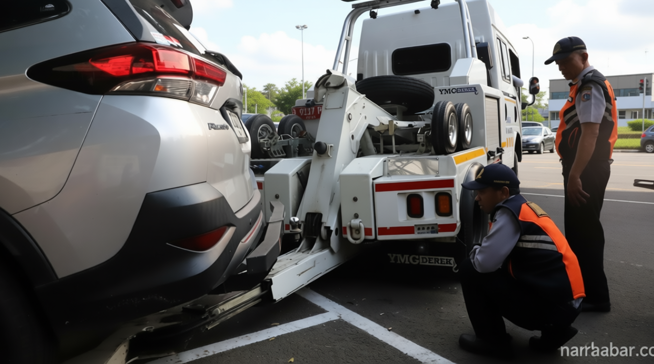 Important Visit: Sikat Parkir Liar di Cawang, 250 Personel Gabungan Derek Mobil yang Nekat Bandel!