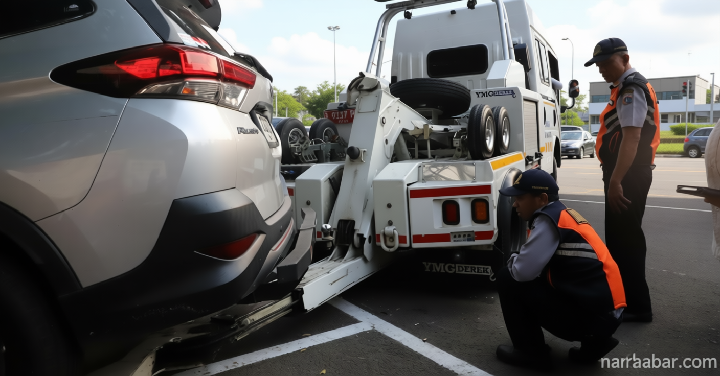 Important Visit: Sikat Parkir Liar di Cawang, 250 Personel Gabungan Derek Mobil yang Nekat Bandel!