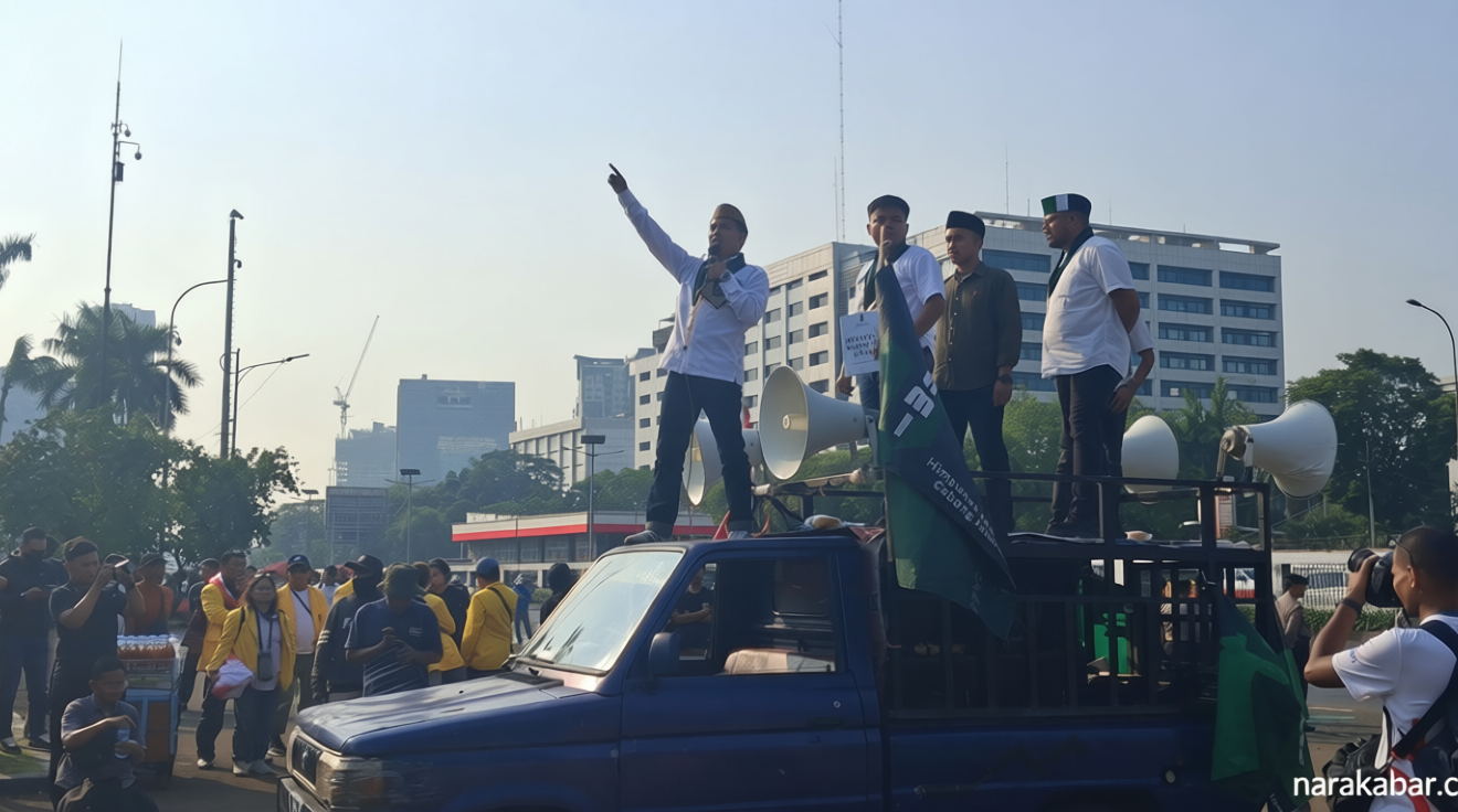New Policy: Aksi di DPR, PB HMI MPO Angkat Patung Jelangkung dan Serukan ‘Pembebasan Nasional’