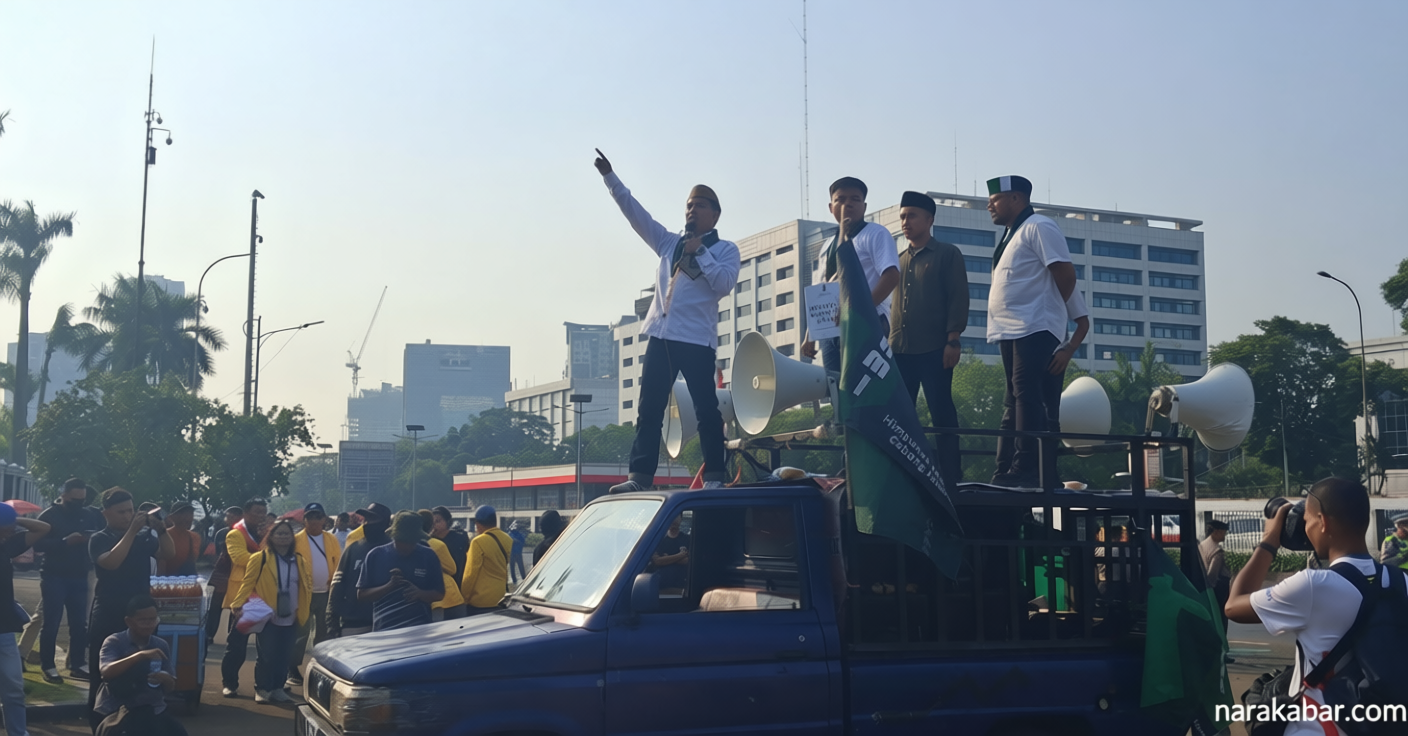 New Policy: Aksi di DPR, PB HMI MPO Angkat Patung Jelangkung dan Serukan ‘Pembebasan Nasional’
