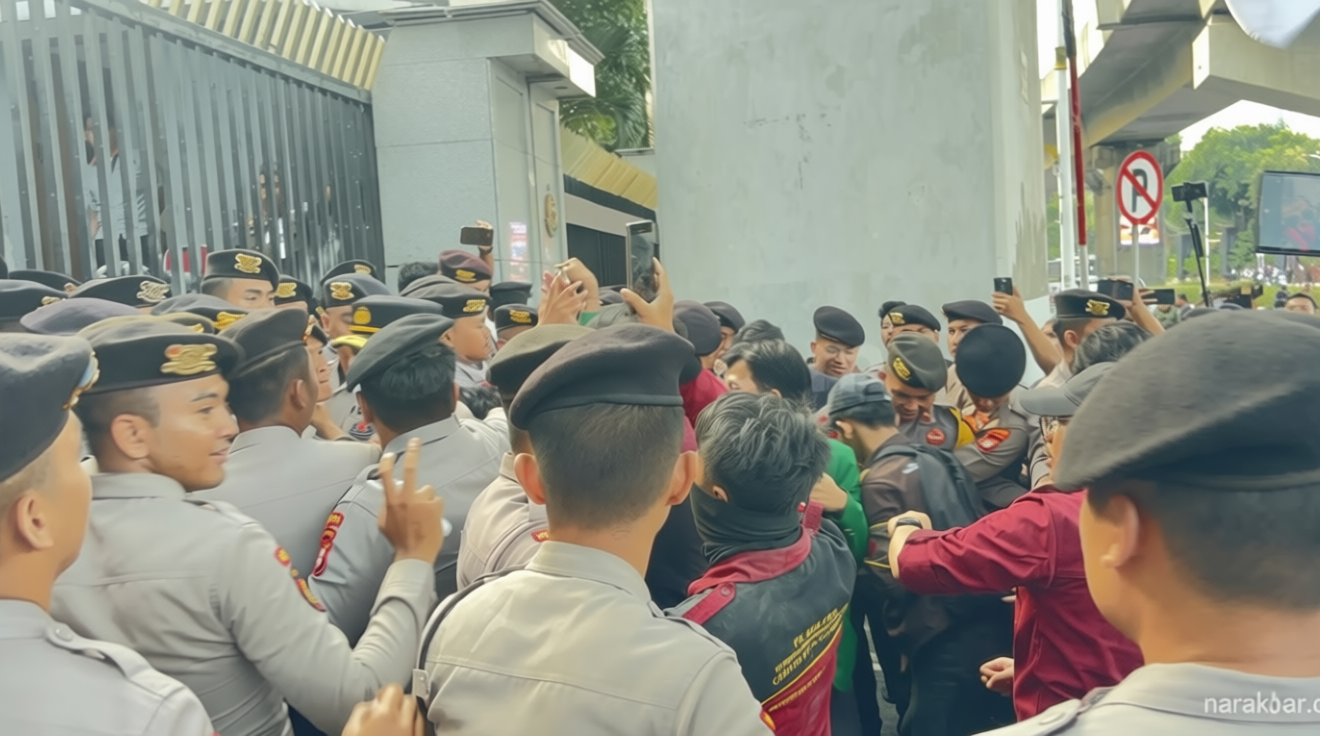 Demo Desak Febrie Adriansyah Diwarnai Aksi Saling Dorong – Mahasiswa Nyaris Pingsan