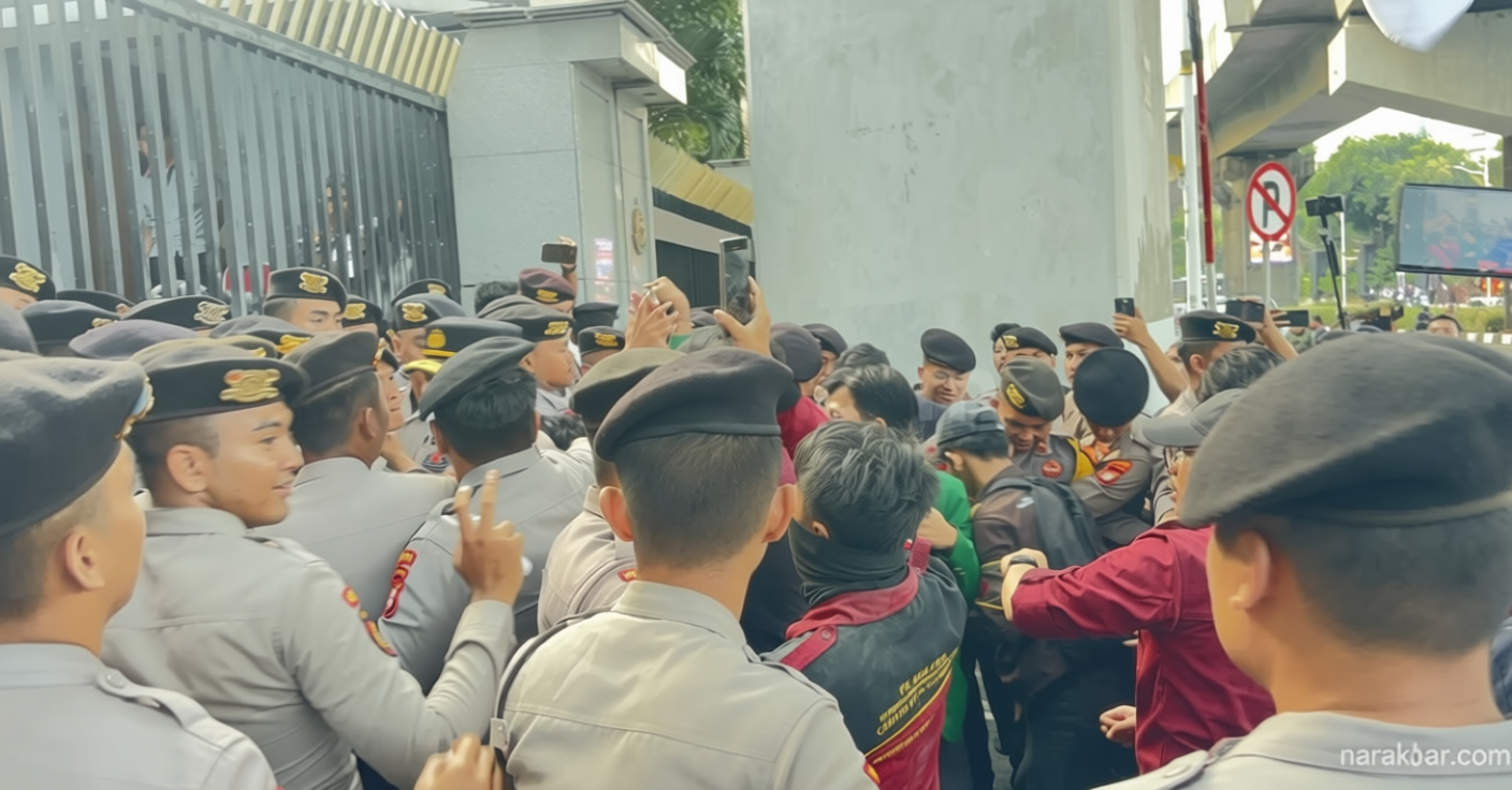 Demo Desak Febrie Adriansyah Diwarnai Aksi Saling Dorong – Mahasiswa Nyaris Pingsan