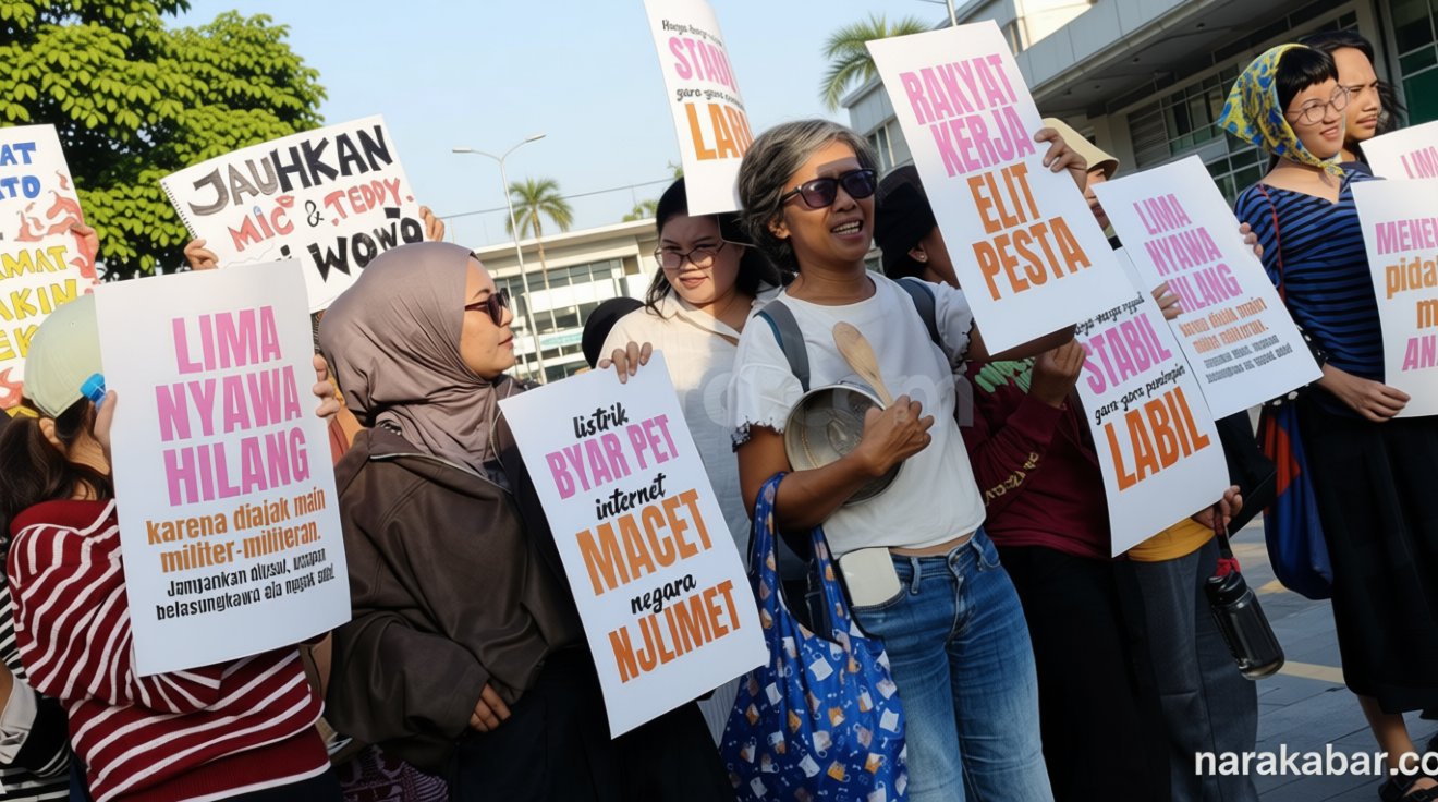 Key Strategy: ‘Daripada Liburan Mending Melawan’, Ibu-ibu di Jogja Geruduk Bundaran UGM Gugat Kebijakan Korup