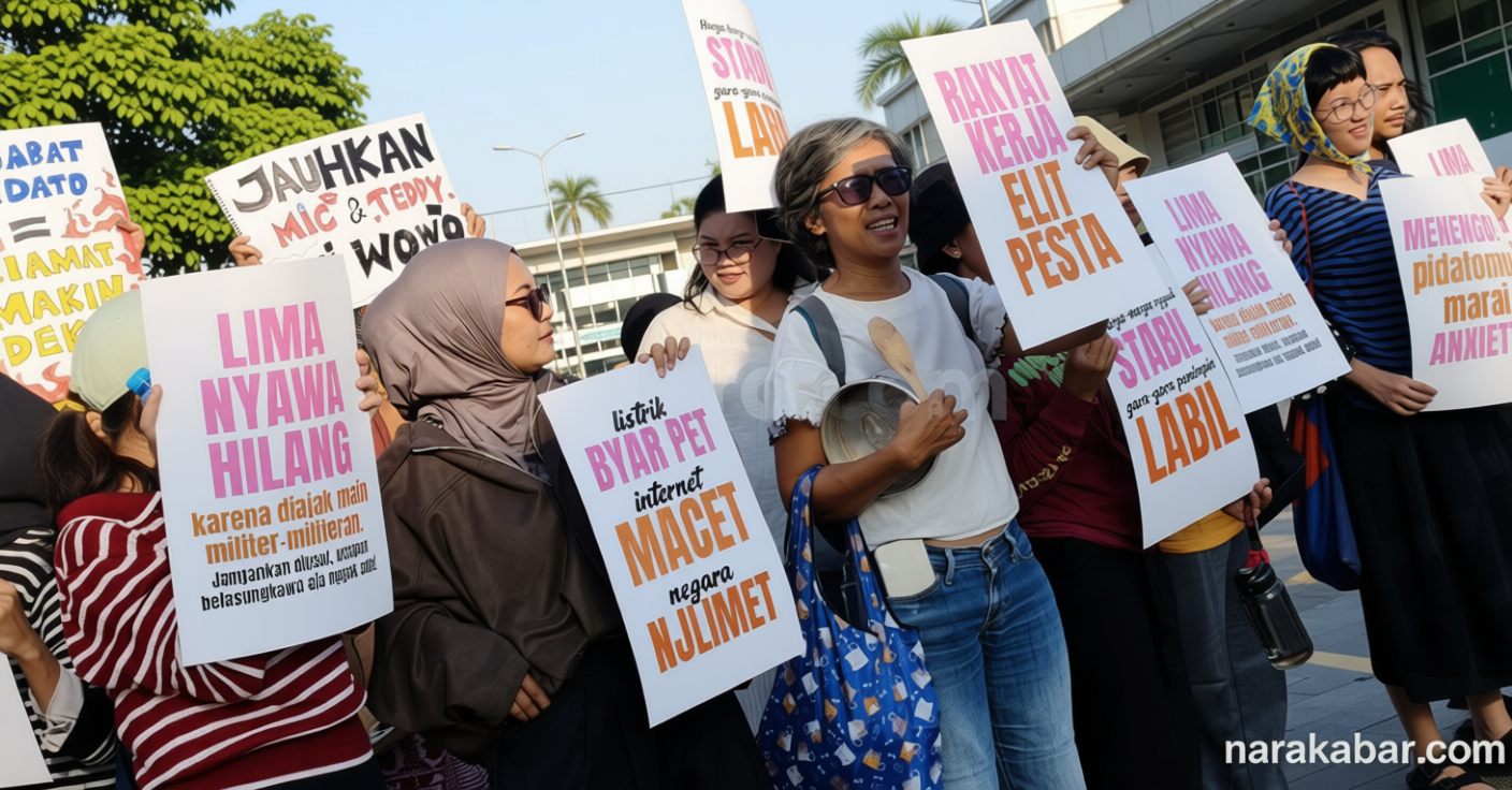 Key Strategy: ‘Daripada Liburan Mending Melawan’, Ibu-ibu di Jogja Geruduk Bundaran UGM Gugat Kebijakan Korup