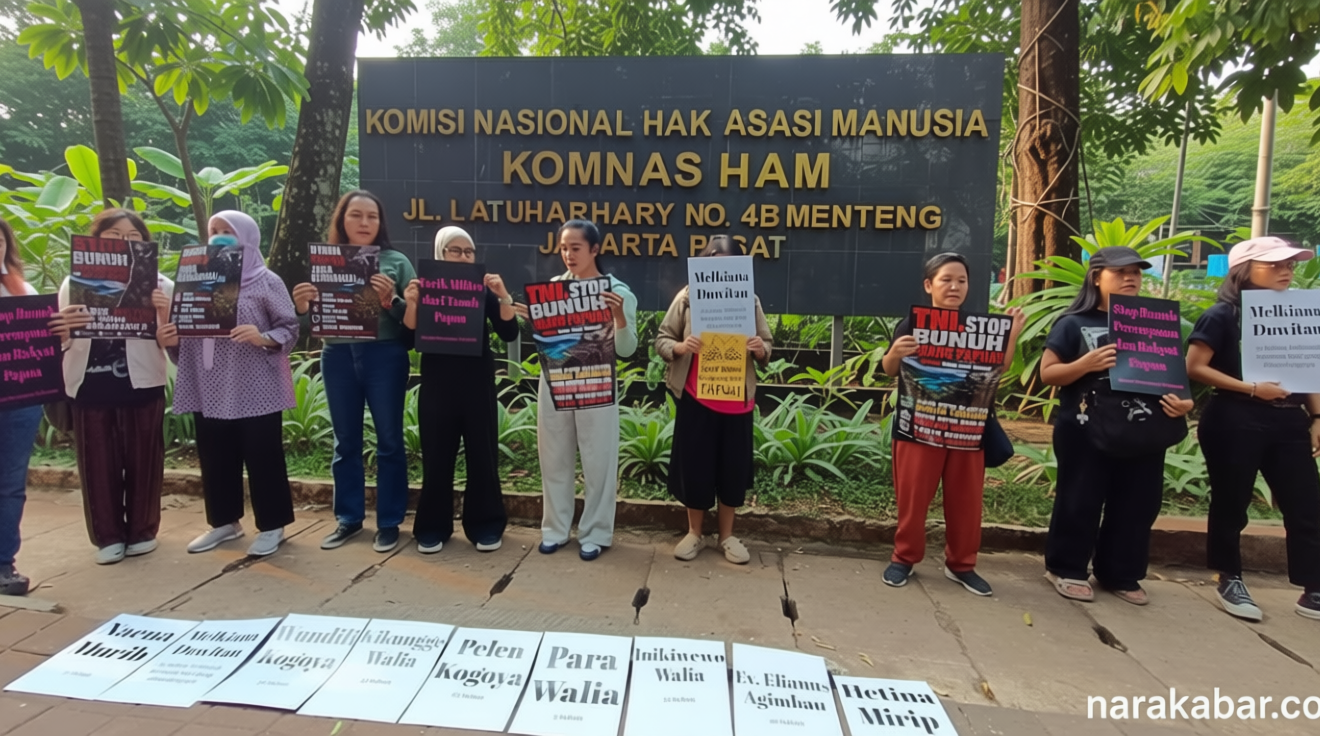 Buntut Penembakan Ibu Hamil – Massa API Demo di Komnas HAM: Hentikan Pembunuhan Rakyat di Papua!