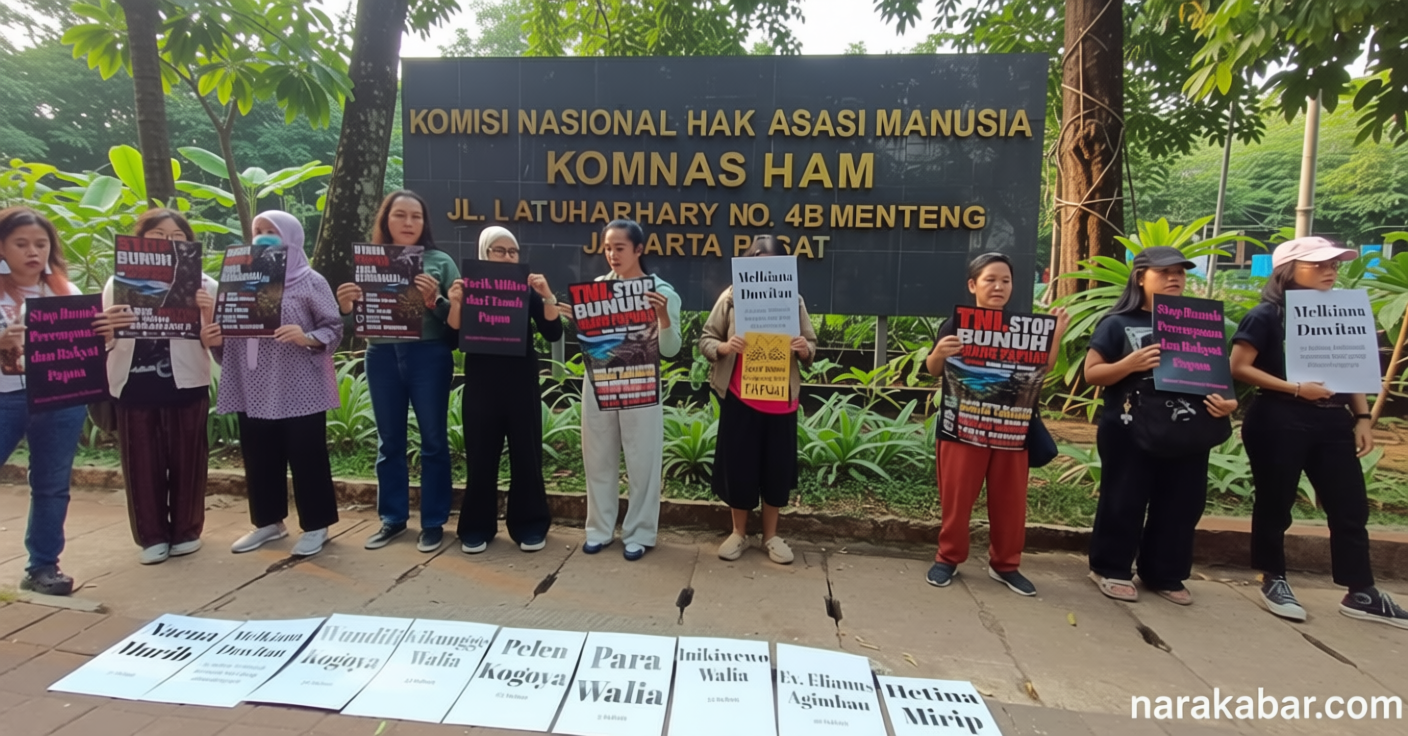 Buntut Penembakan Ibu Hamil – Massa API Demo di Komnas HAM: Hentikan Pembunuhan Rakyat di Papua!